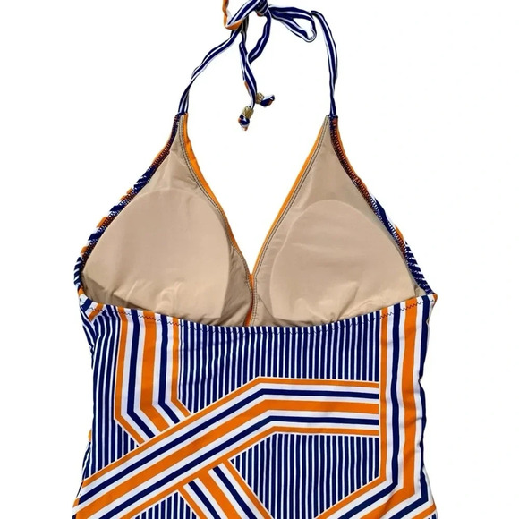 Cabana Life Orange Drive One-Piece Swimsuit Blue Orange Striped – NWT Size M - Picture 11 of 15
